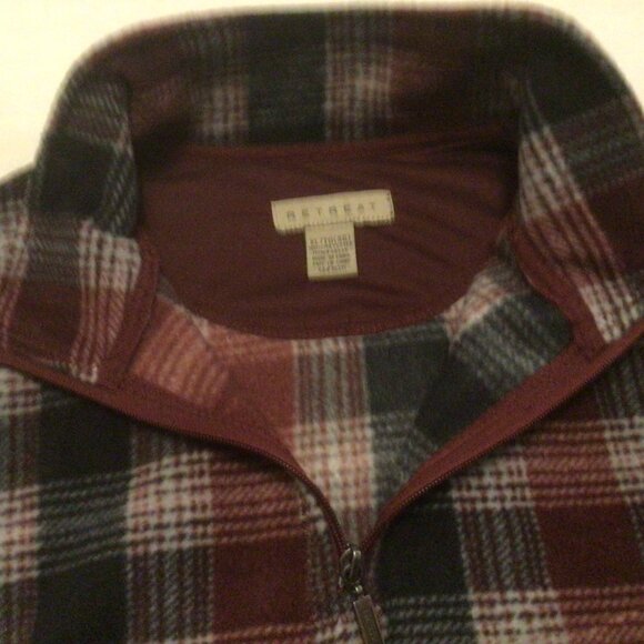 Fleece Top Burgundy Paid With Zip Collar Men Size XL - Picture 4 of 5